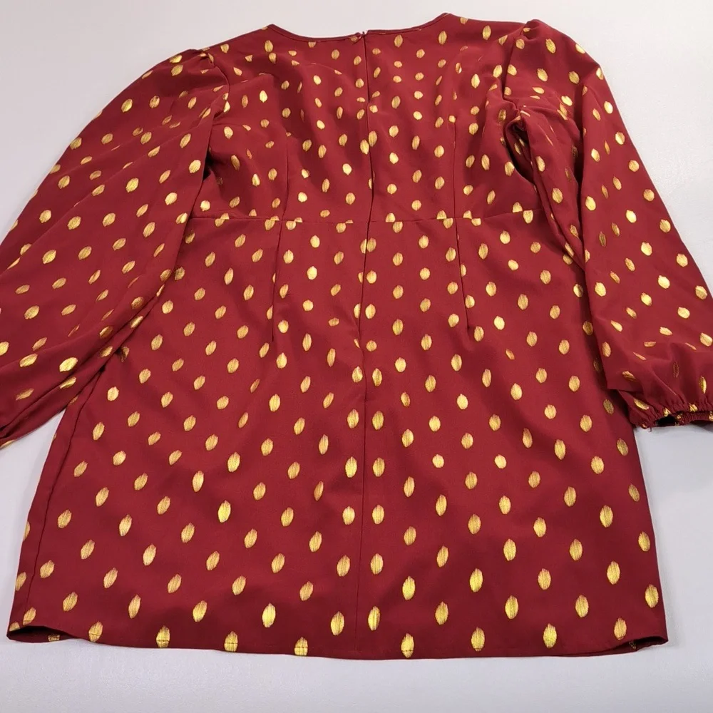 SHEIN Gold Dots Burgundy Red Tunic Size XL US 12 - Picture 10 of 15